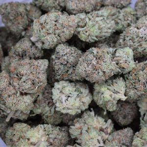 BC Rockstar buds are covered in translucent trichomes. On top of delivering an euphoric and potent high, this product also helps with pain and anxiety.