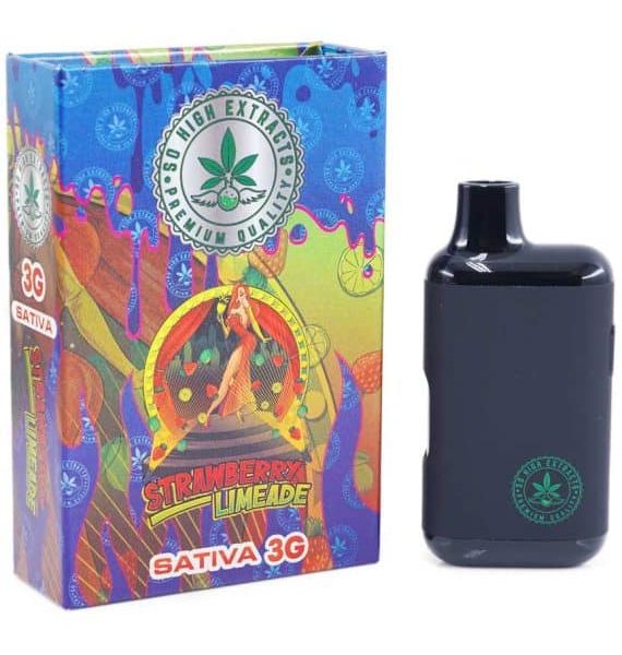 3 ML Disposable Vapes - Strawberry Limeade (Sativa) - So High Extracts