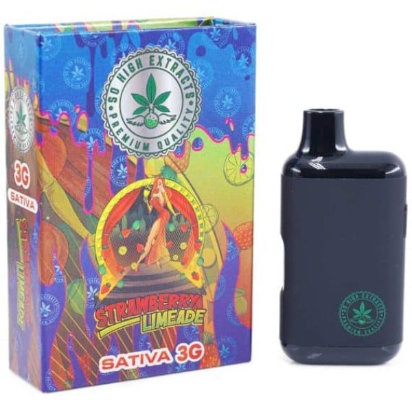 3 ML Disposable Vapes - Strawberry Limeade (Sativa) - So High Extracts